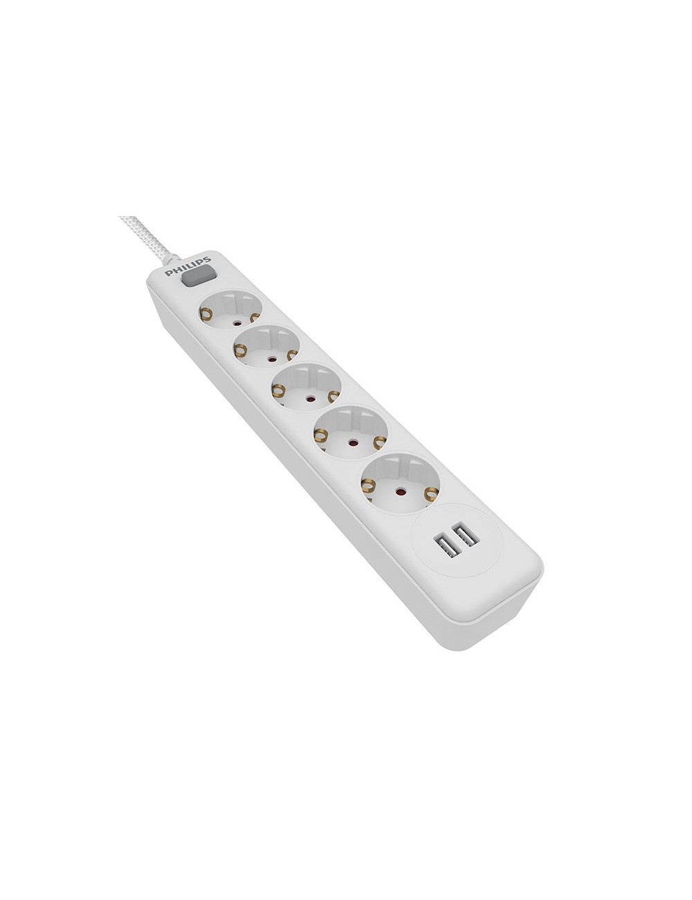 Regleta 5 tomas + 2 puertos usb de 2,4a spn3052wa/10 philips