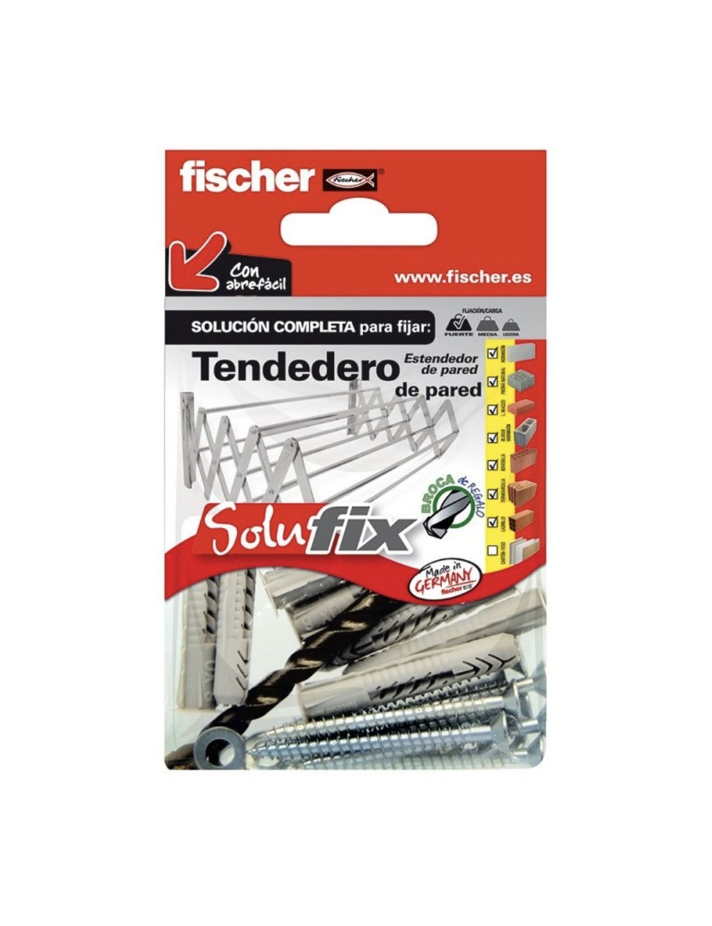 Kit fijación tendedero pared 569814 solufix fischer