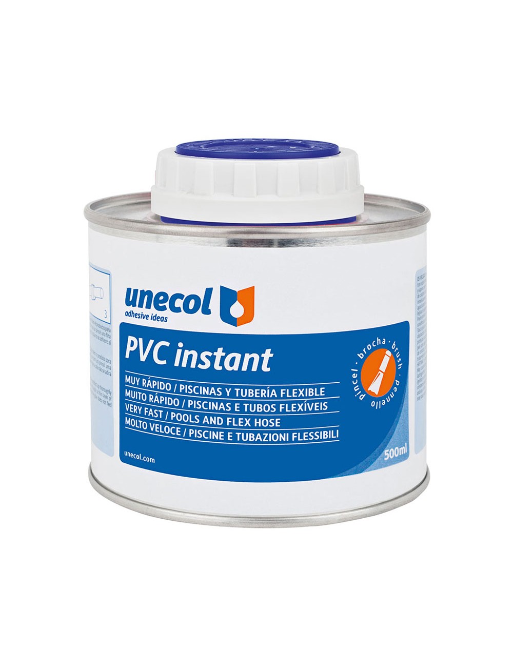 Pvc instant, bote metálico 500ml con pincel a2053 unecol