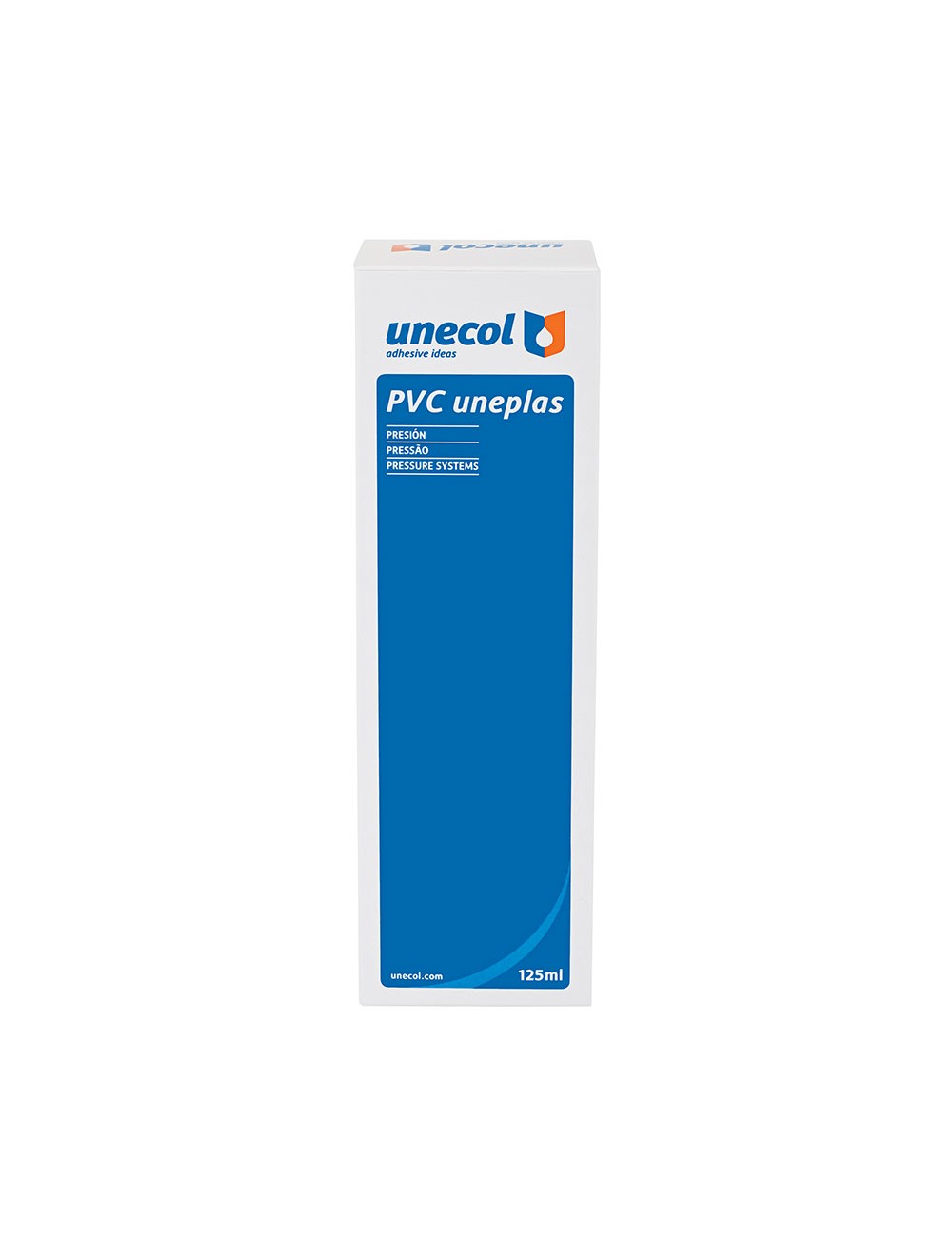 Pvc uneplas, tubo aluminio 125ml estuche + dispensador a2026 unecol