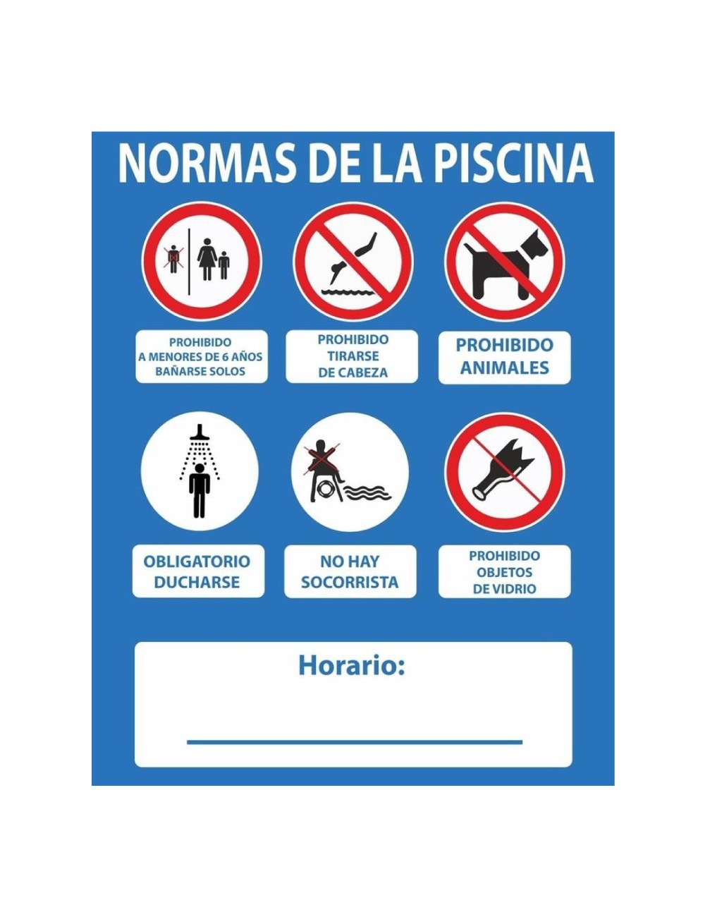 Cartel normas piscina pvc 0,4mm 500x400mm normaluz