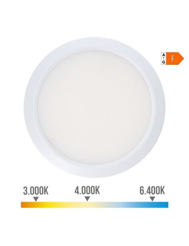 Downlight ajustable led superficie/empotrar 20w 2.050lm marco blanco.3 temperaturas de luz. edm