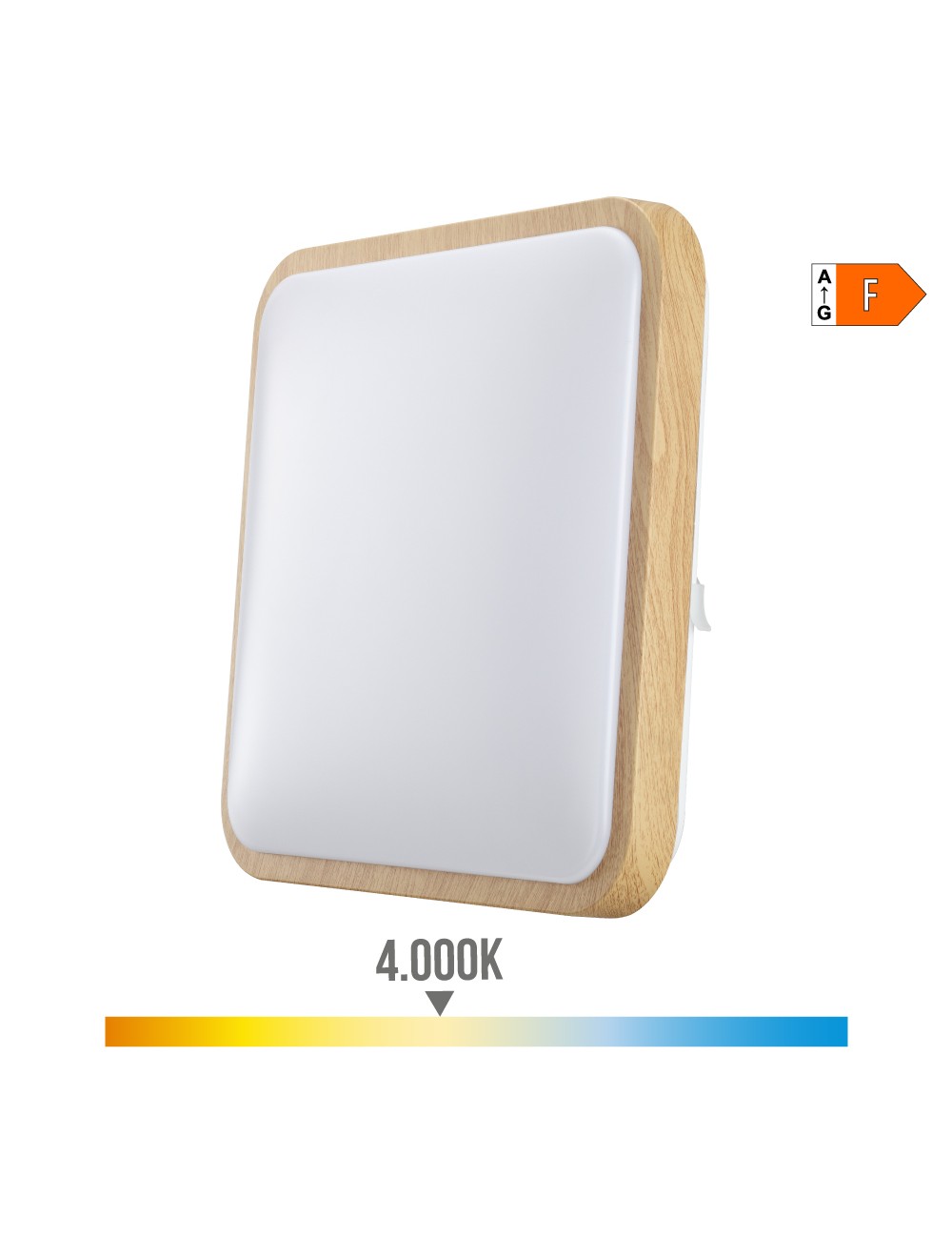 Aplique superficie cuadrado led 18w 1820lm 4000k 33x5x33cm efecto madera edm