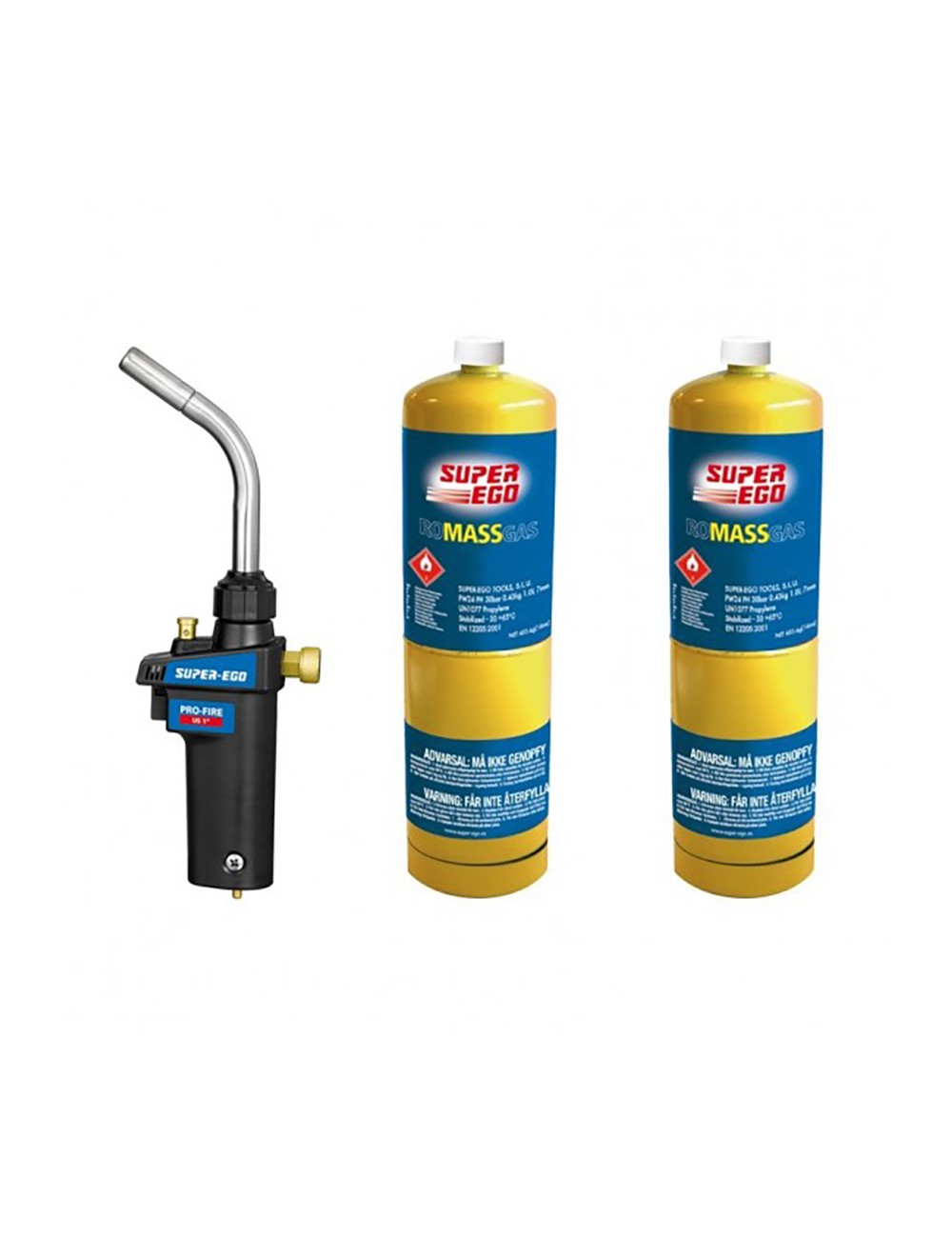 Kit soplete pro-fire + 2 botellas de gas mapp rosca 1" 1500002772 super ego