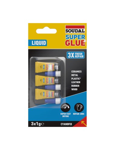 Soudal super glue líquido 3x1g 160023