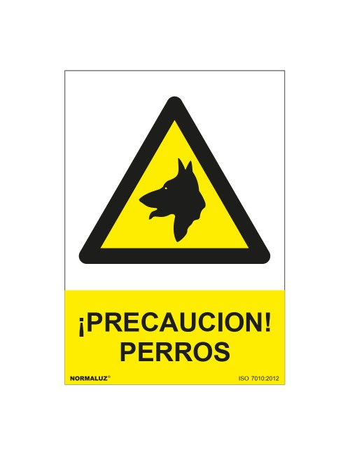 Señal peligro precaución perros pvc 0,7mm 210x300mm normaluz