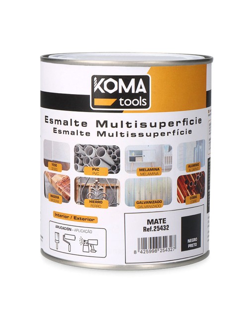 Esmalte multisuperficies negro mate 750 ml koma tools