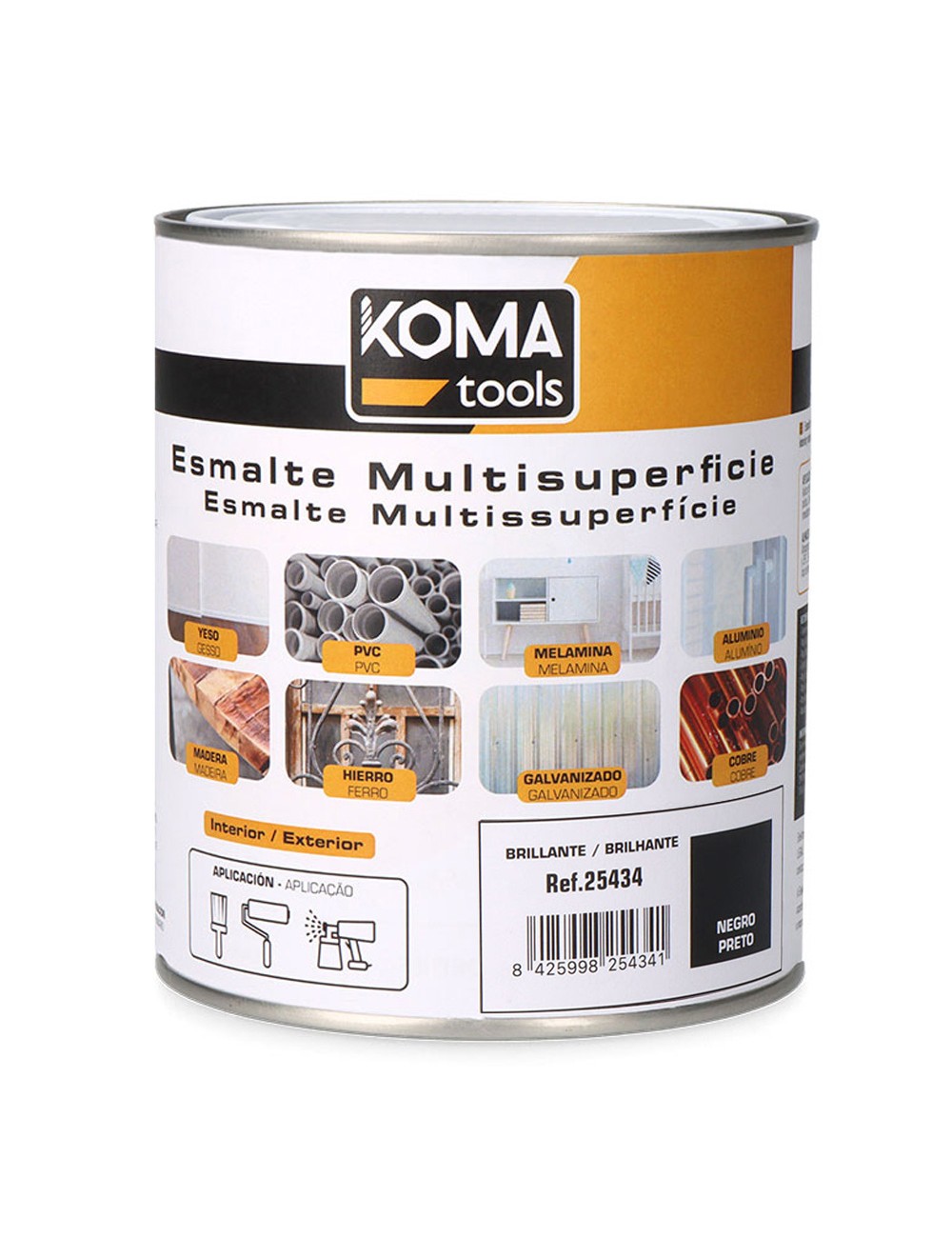 Esmalte multisuperficies negro brillo 750 ml koma tools