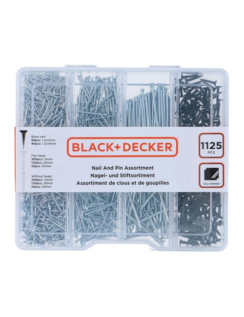 Surtido de clavos 1125 piezas black+decker