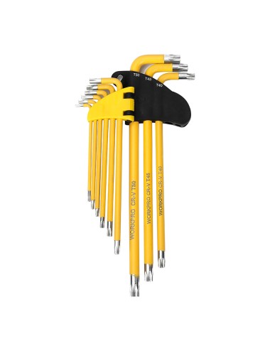 Llaves torx largas, juego de 9 piezas, de seguridad. workpro