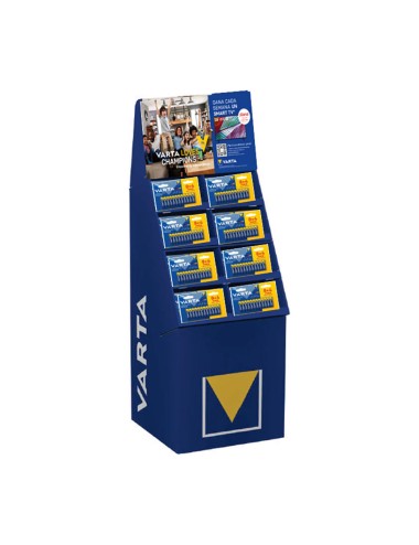 expositor promocional longlife power 8+4, 89 packs (50 packs aa + 39 packs aaa) varta