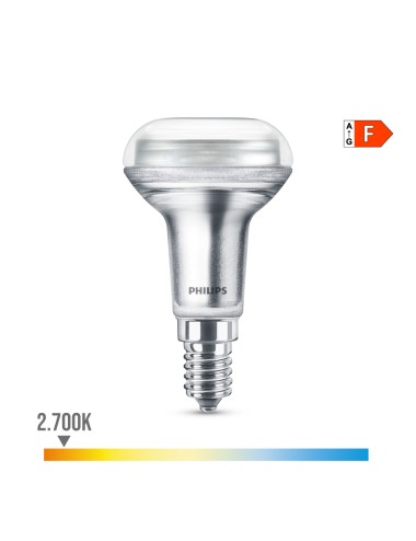 Bombilla reflectora led cla 36d 4,3w r50, 320im e14 2700k. philips