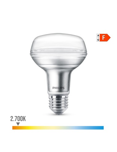 Bombilla reflectora led cla 36d 4w r80, 345im e27 2700k. philips