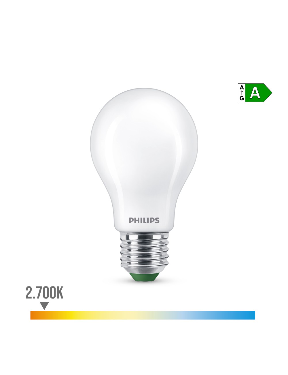 Bombilla ultra efficient led classic 5,2w 1095im e27 2700k, ø10,4x6cm, philips