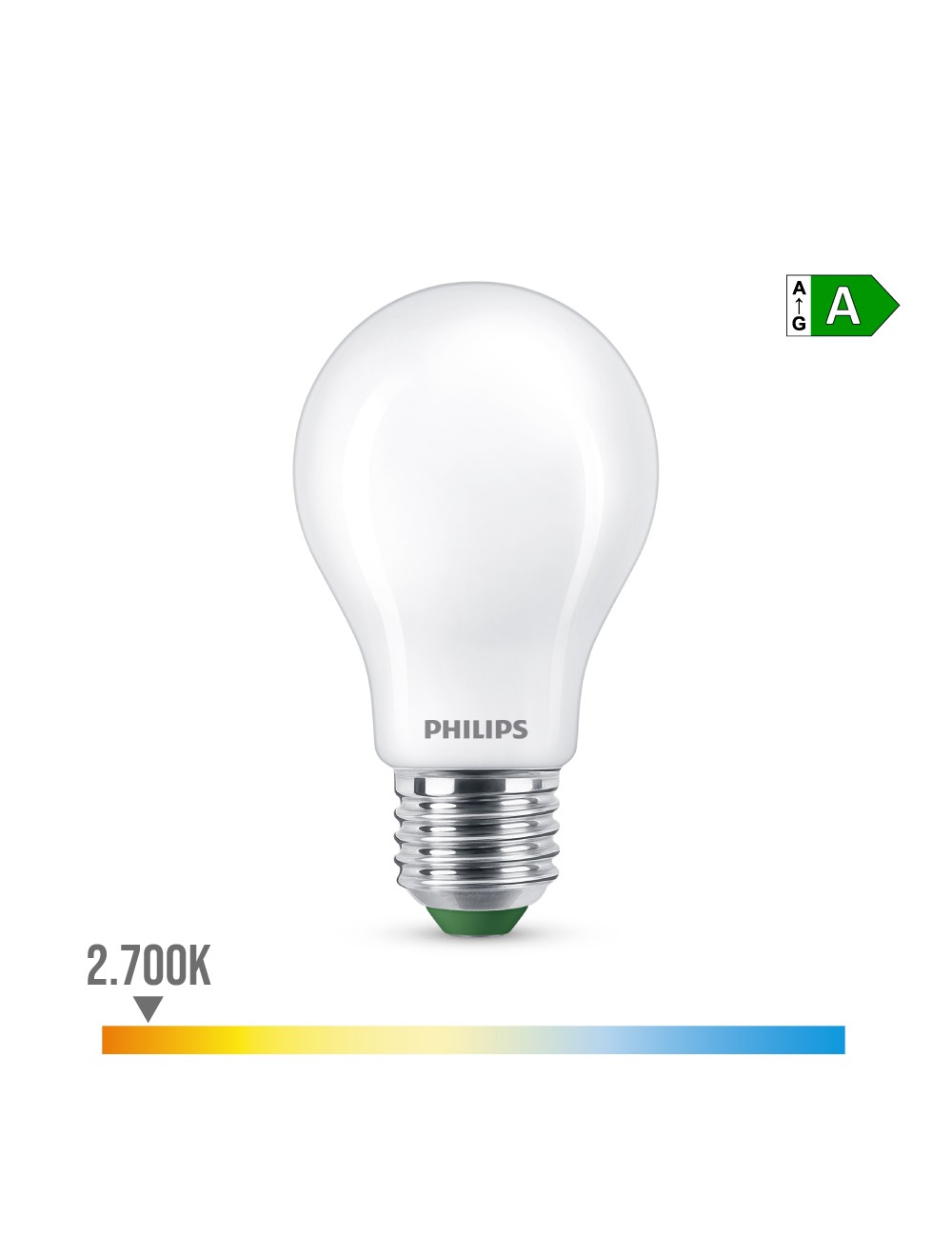 Bombilla ultra efficient led classic 4w 840im e27 2700k, ø6x10,4cm, philips