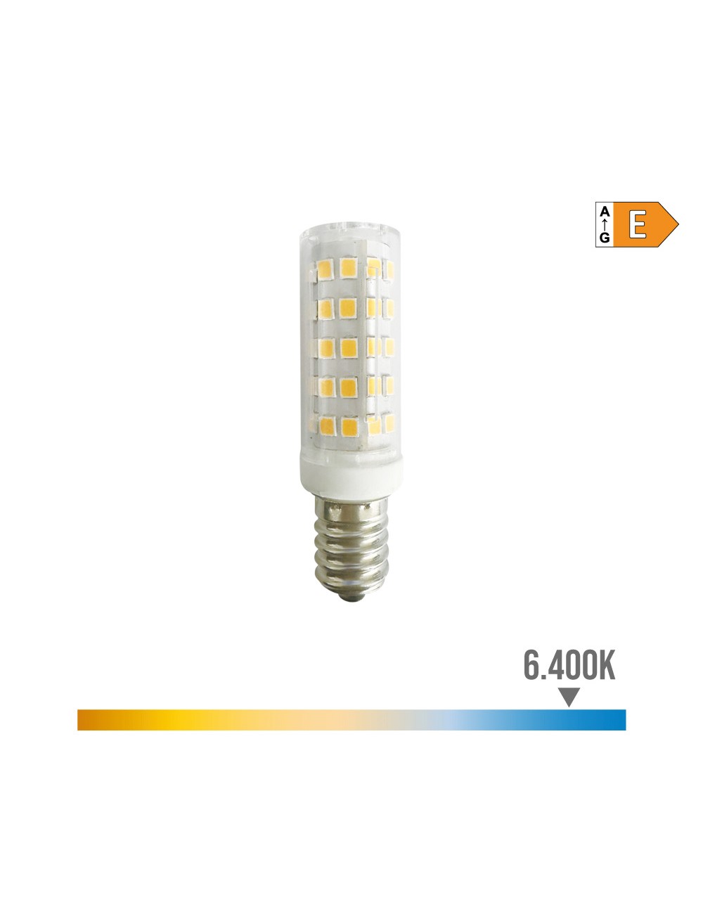 Bombilla tubular led e14 6,5w 800lm 6.400k luz fría. edm