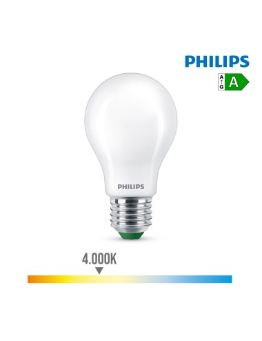 Bombilla ultra efficient led classic 4w 840im e27 4000k, ø6x10,4cm, philips