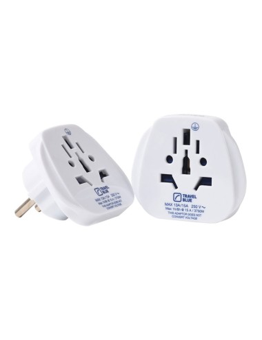 Pack de 2 adaptadores entrada multiple mundial a salida clavija europa, tb-902, travel blue