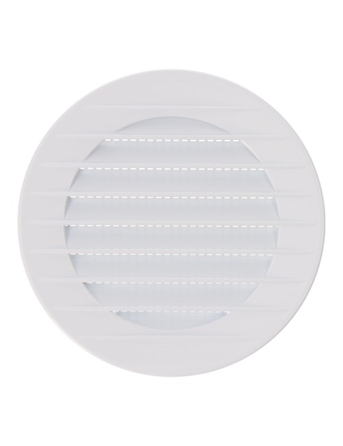 Rejilla ventilación redonda empotrable con mosquitera ø80mm abs blanca