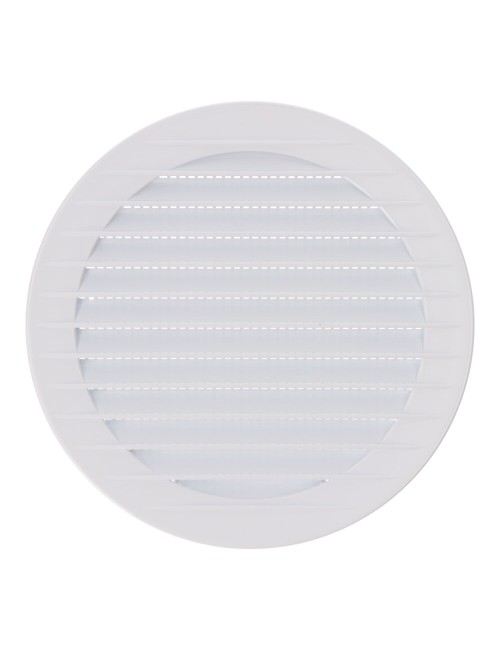 Rejilla ventilación redonda empotrable con mosquitera ø120mm abs blanca