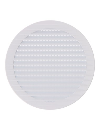 Rejilla ventilación redonda empotrable con mosquitera ø150mm abs blanca