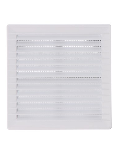 Rejilla ventilación cuadrada empotrable ajustable ø 80-150 con mosquitera 170x170x11,5mm abs blanca