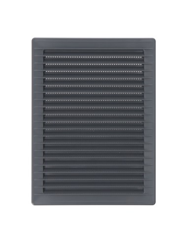 Rejilla ventilacíón rectangular empotrable con mosquitera abs 135x205mm gris