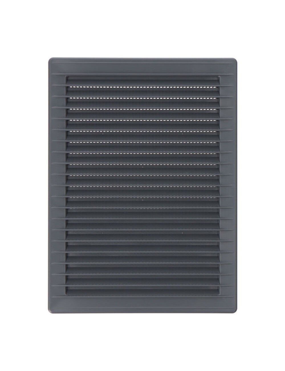 Rejilla ventilacíón rectangular empotrable con mosquitera abs 135x205mm gris