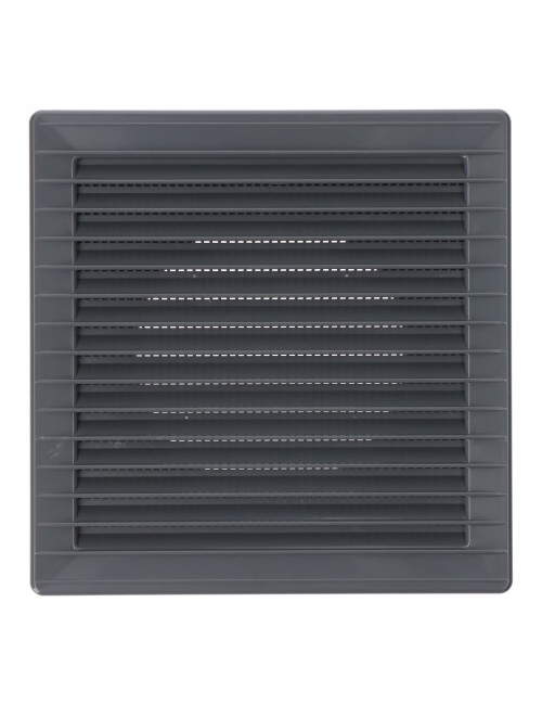 Rejilla ventilación cuadrada empotrable ø 100mm con mosquitera 170x170x11,5mm abs gris