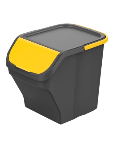 Cubo 25l stack´n sort gris con tapa color amarillo