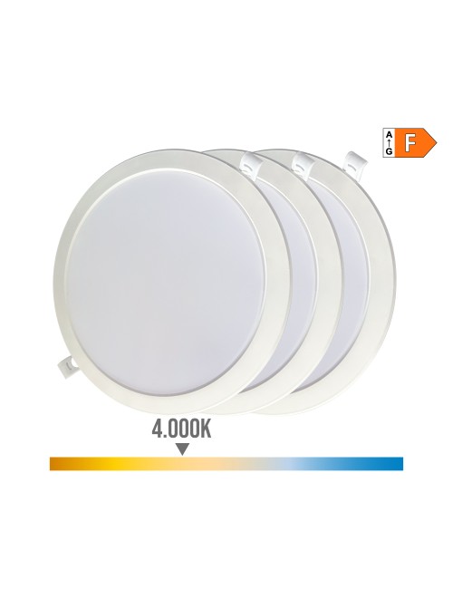 Pack 3 downlights led 18w, luz día 4000k