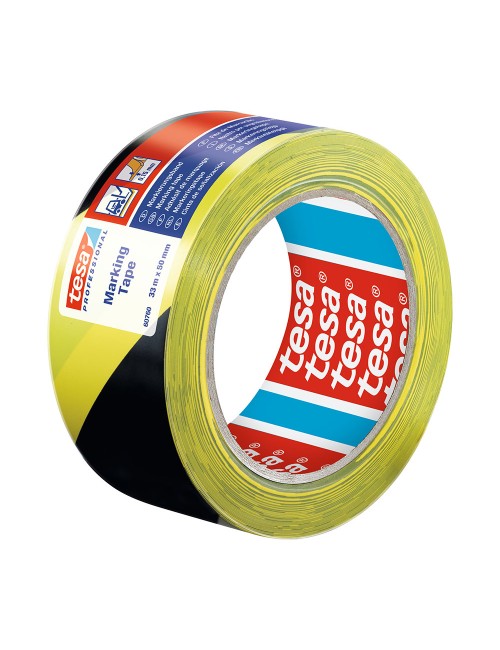 Cinta de balizar adhesiva negro/amarillo 33m x 50mm 60760 tesa