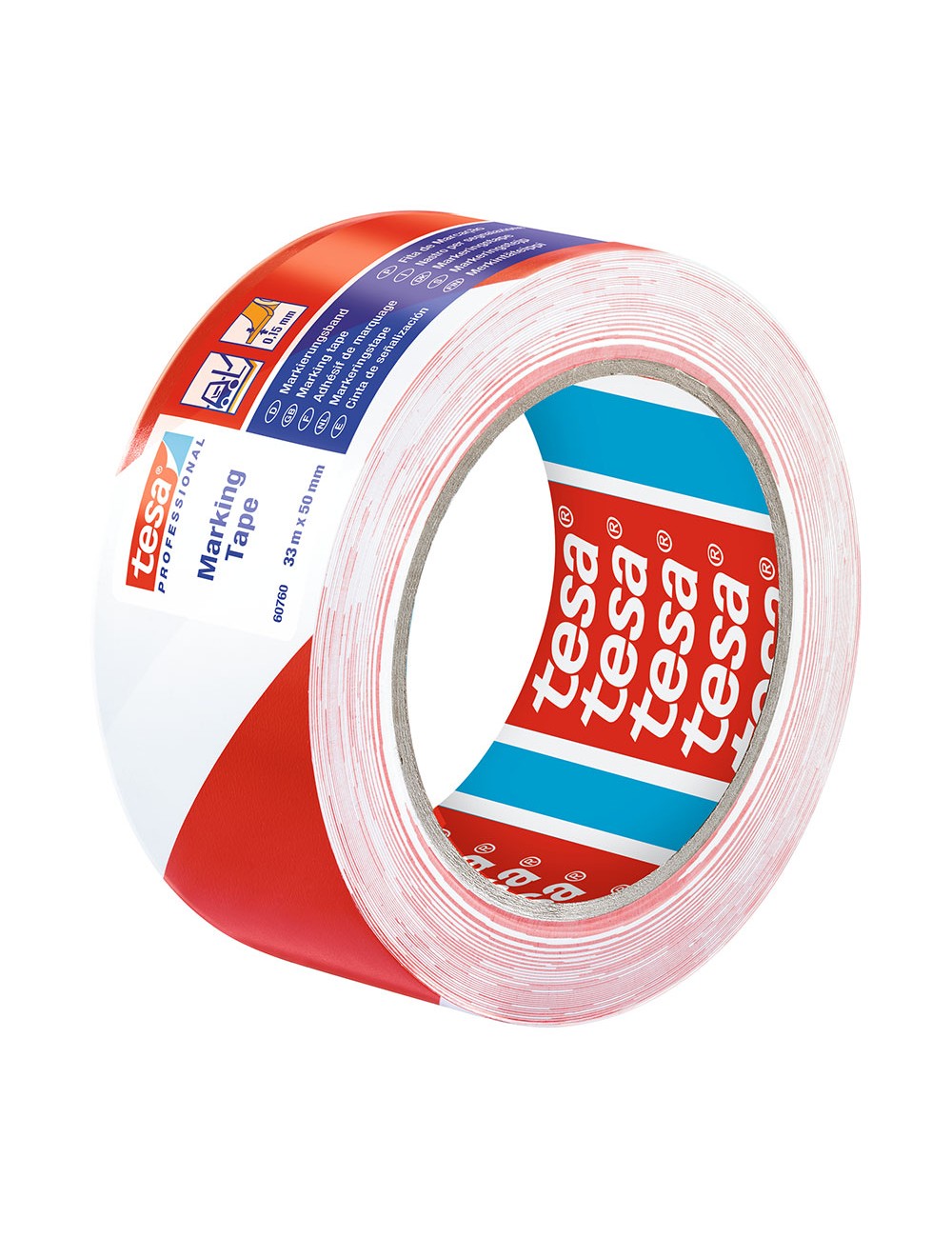 Cinta de balizar adhesiva rojo/blanco 33m x 50mm 60760 tesa