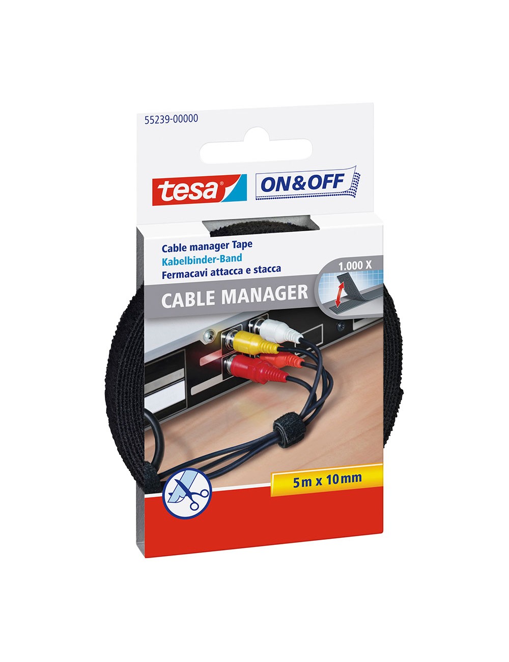 Organizador de cables cinta de cierre 5m x 10mm negro 55239 tesa