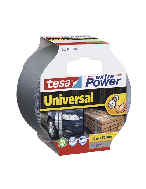 Cinta americana extra power universal. 10m x 50mm plata tesa