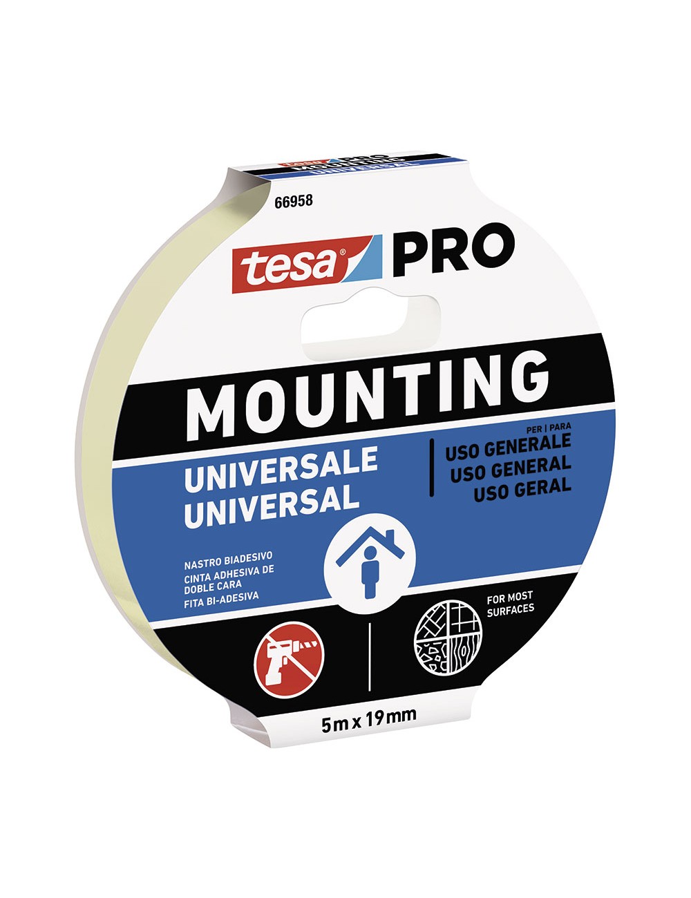 Cinta doble cara mounting pro universal. 5m x 19mm 66958 tesa