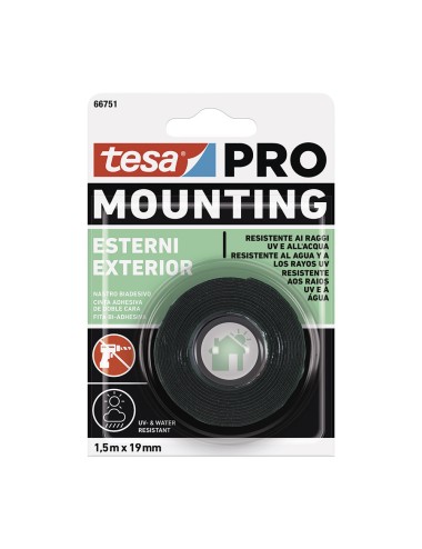 Cinta doble cara mounting pro exterior 1.5m x 19mm tesa