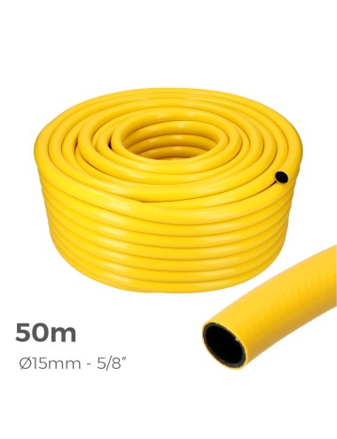 Manguera color amarillo ø interior 15mm ø exterior 19mm (5/8") rollo 50m