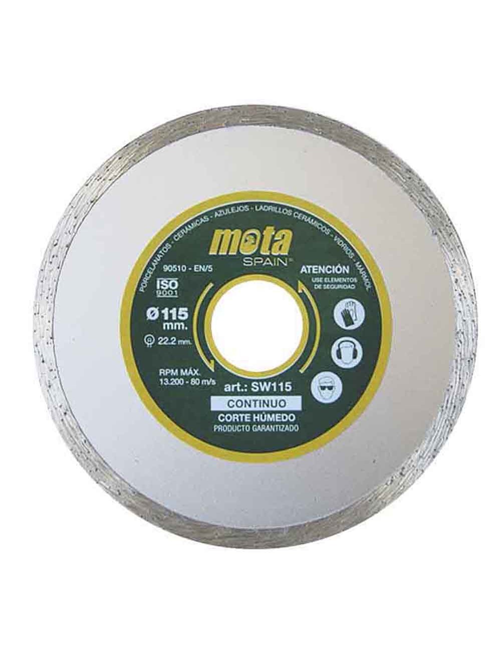 Disco diamantado liso corte humedo ø115mm clp18 sw115 mota