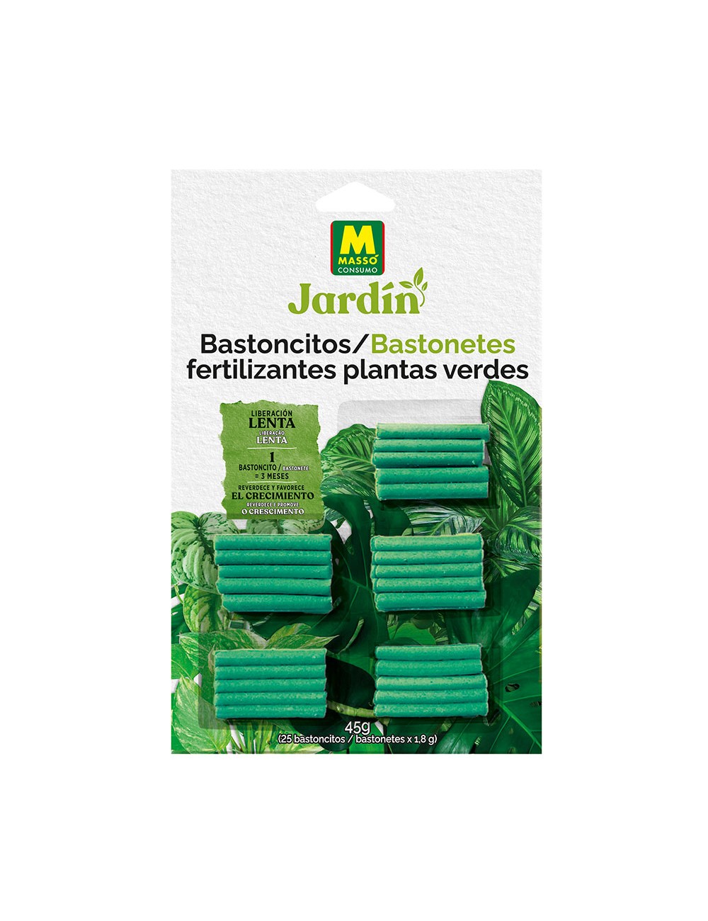 Bastoncitos fertilizantes para plantas verdes 45g.