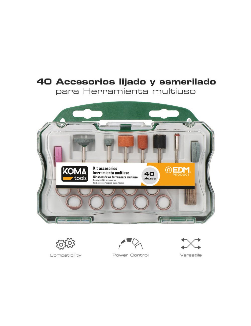 Set 40 accesorios para mini herramienta multiusos rotativa 08709 koma tools