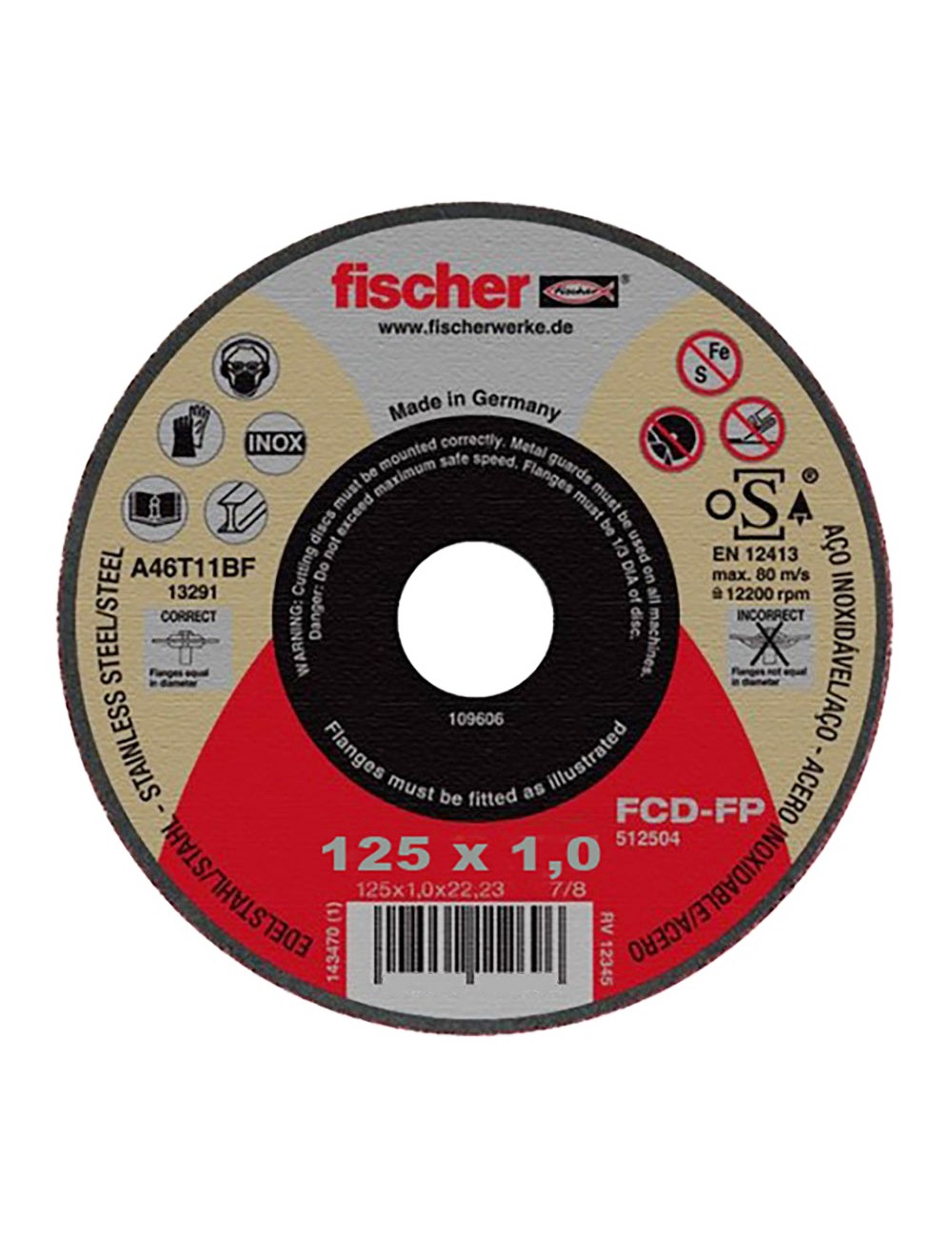 Disco fcd-fp ø125x1x22,23 plus, corte de metales 531711 fischer