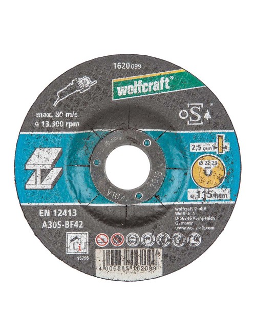 Disco corte para metal ø115x2,5x22,23mm. 1620099 wolfcraft