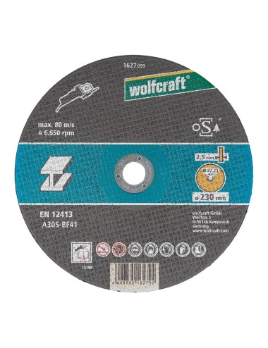 Disco corte para metal ø230x2,5x22,23mm. 1627099 wolfcraft