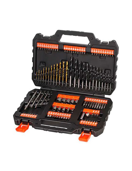 Juego de 109 piezas para atornillar y taladrar con brocas "titanio" a7200-xj black+decker