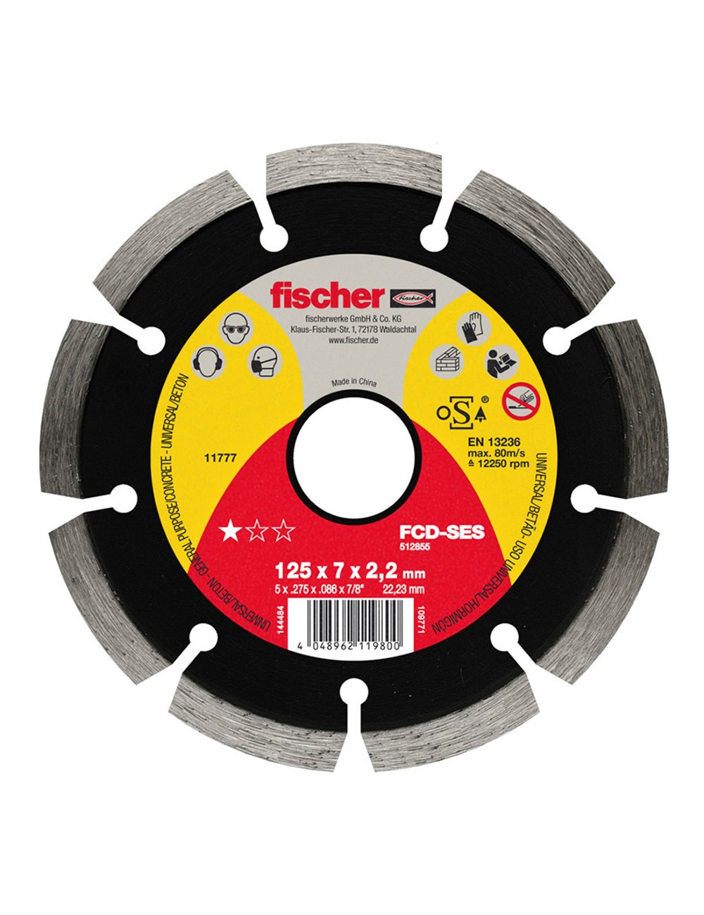 Disco corte para hormigon fcd-ses ø115x2,0x22,23 512853 fischer