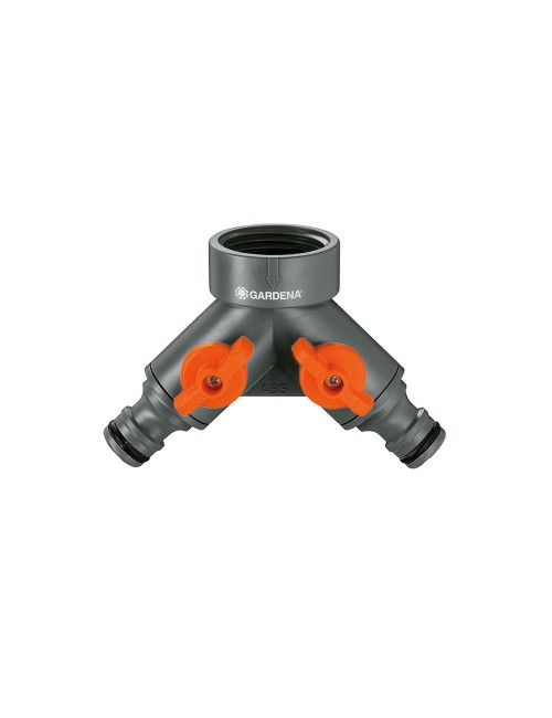 Distribuidor doble para grifos de 21mm (1/2") 26,5mm (3/4") 33,3mm (1") (blister) gardena