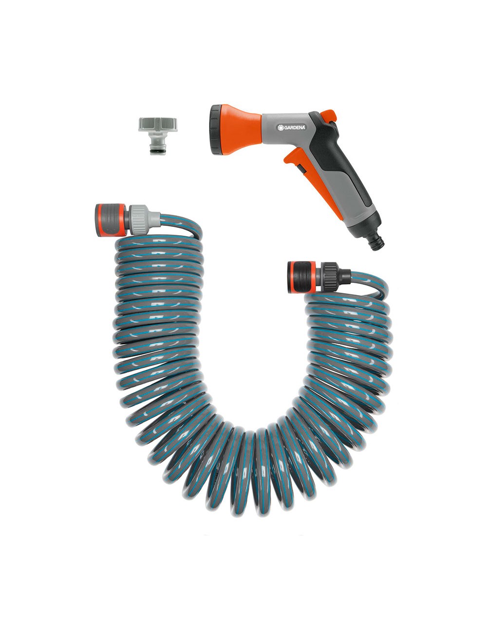 Kit de manguera espiral flexible de riego. longitud total 10m gardena