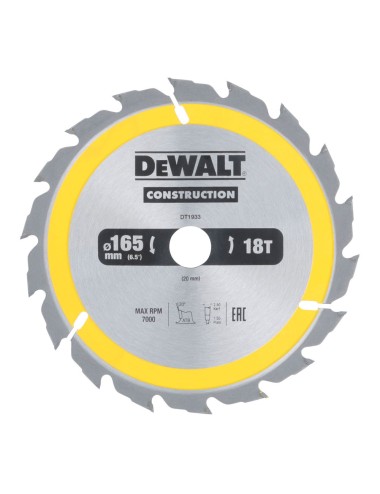 Disco corte ø165x20mm 18t (ac) dt1933-qz dewalt