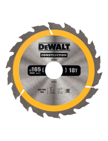 Disco corte ø165x30mm 18t (ac) dt1936-qz dewalt